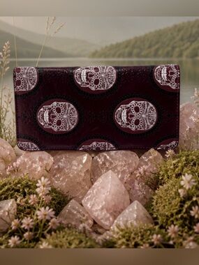 Burgundy Skull Print Wallet